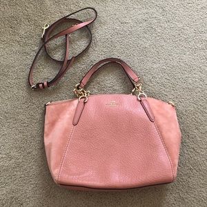 Coral leather and suede Coach Purse